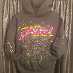 Black Hoodie with Pink and Yellow Graphic